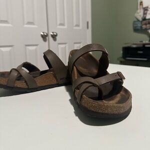 Birkenstock Brown Leather Strappy Sandals